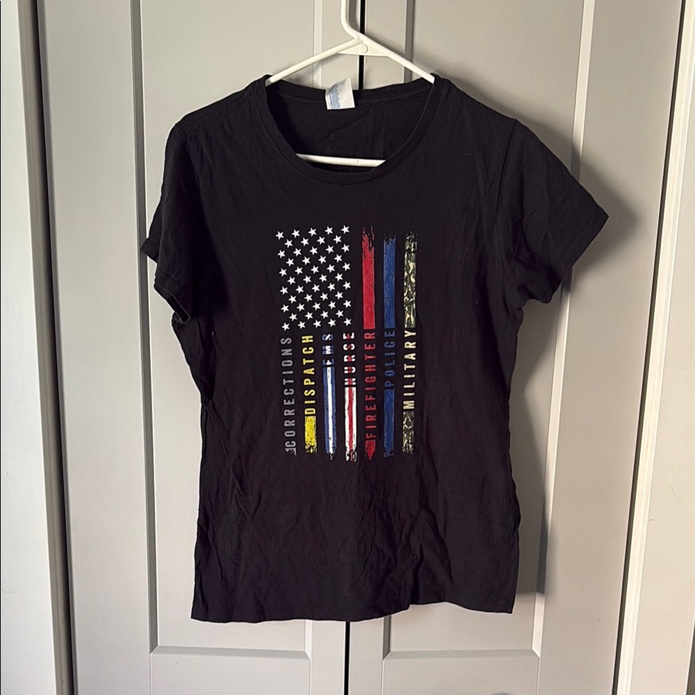 Black American Flag T-Shirt (First Responders)